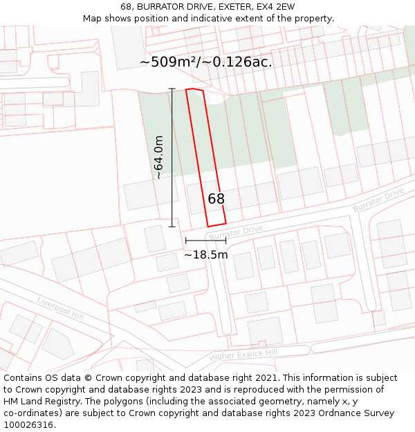 68, BURRATOR DRIVE, EXETER, EX4 2EW: Plot and title map