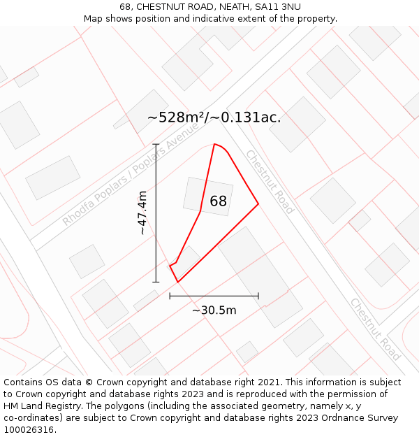 68, CHESTNUT ROAD, NEATH, SA11 3NU: Plot and title map