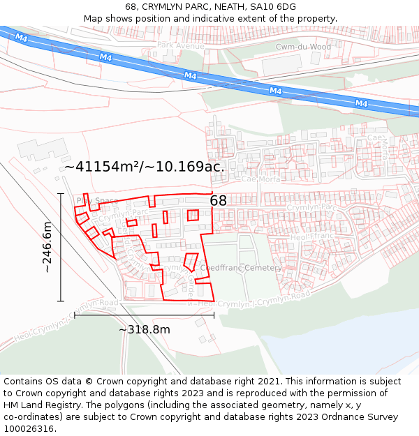 68, CRYMLYN PARC, NEATH, SA10 6DG: Plot and title map