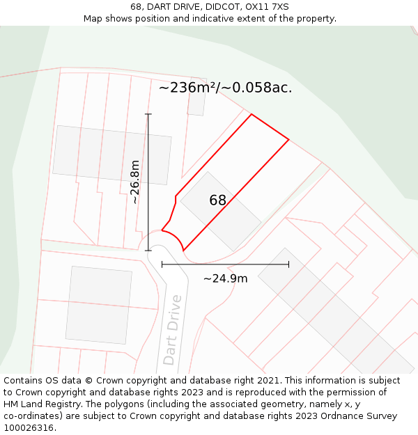 68, DART DRIVE, DIDCOT, OX11 7XS: Plot and title map