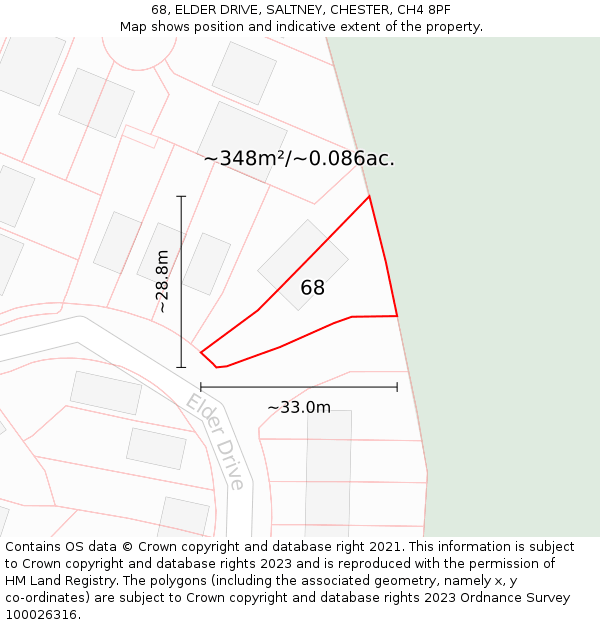 68, ELDER DRIVE, SALTNEY, CHESTER, CH4 8PF: Plot and title map