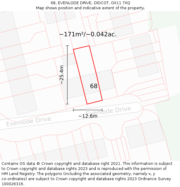 68, EVENLODE DRIVE, DIDCOT, OX11 7XQ: Plot and title map
