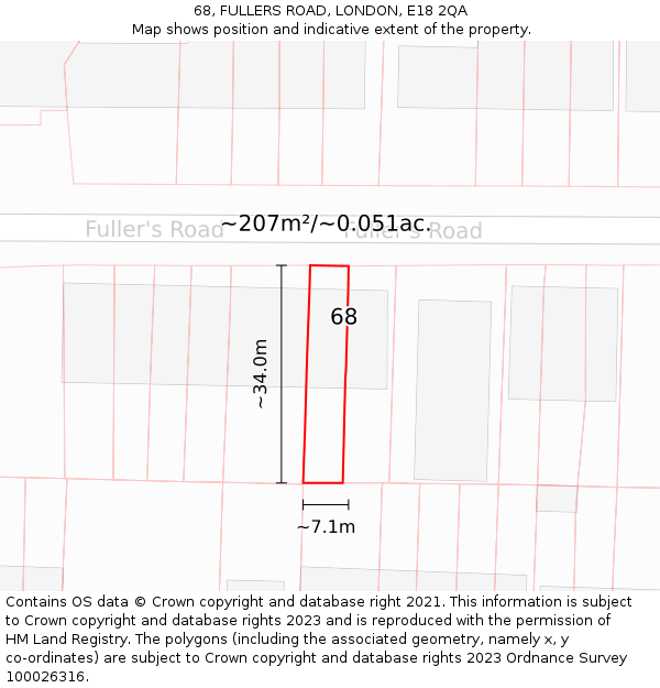 68, FULLERS ROAD, LONDON, E18 2QA: Plot and title map