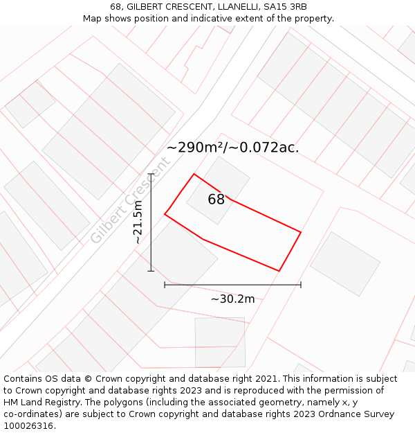 68, GILBERT CRESCENT, LLANELLI, SA15 3RB: Plot and title map
