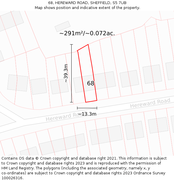 68, HEREWARD ROAD, SHEFFIELD, S5 7UB: Plot and title map