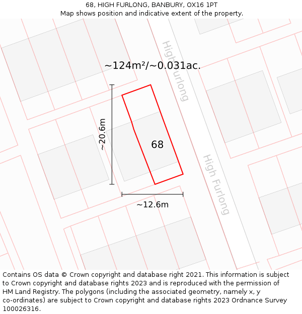 68, HIGH FURLONG, BANBURY, OX16 1PT: Plot and title map