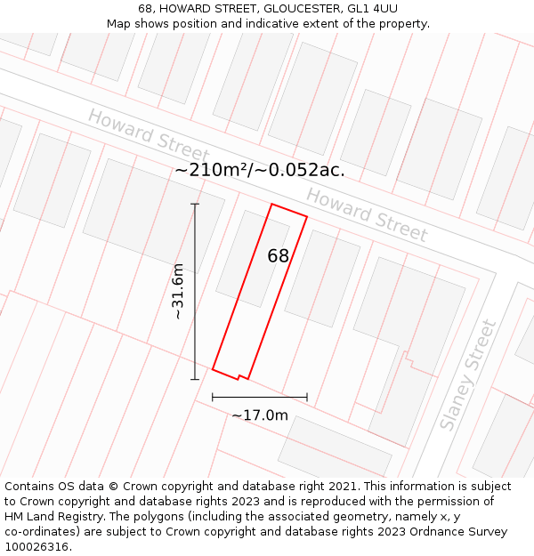 68, HOWARD STREET, GLOUCESTER, GL1 4UU: Plot and title map