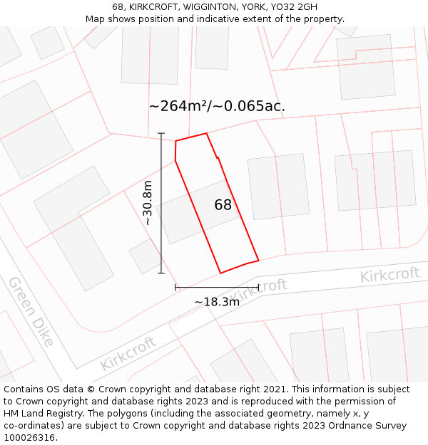 68, KIRKCROFT, WIGGINTON, YORK, YO32 2GH: Plot and title map