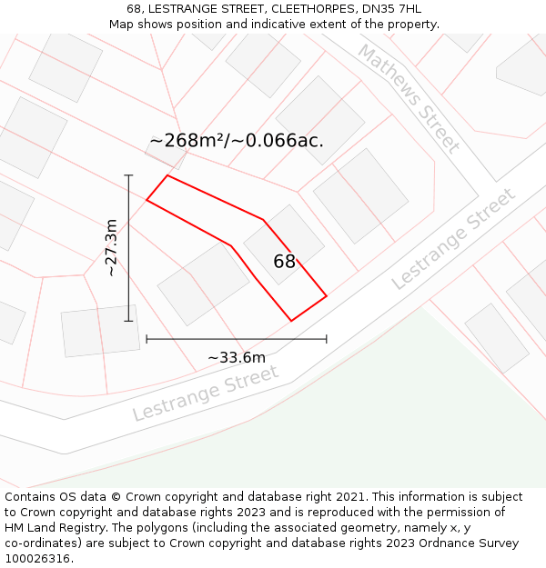 68, LESTRANGE STREET, CLEETHORPES, DN35 7HL: Plot and title map