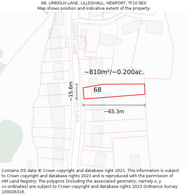 68, LIMEKILN LANE, LILLESHALL, NEWPORT, TF10 9EX: Plot and title map