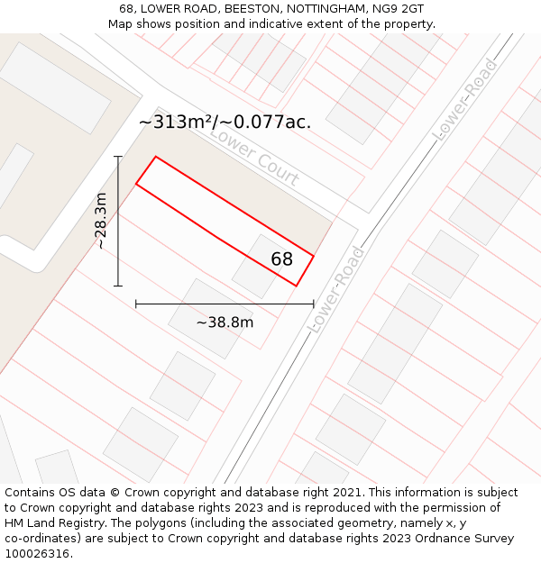 68, LOWER ROAD, BEESTON, NOTTINGHAM, NG9 2GT: Plot and title map