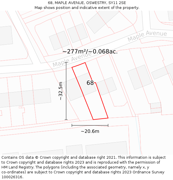 68, MAPLE AVENUE, OSWESTRY, SY11 2SE: Plot and title map