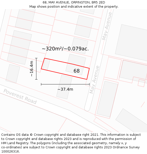 68, MAY AVENUE, ORPINGTON, BR5 2ED: Plot and title map