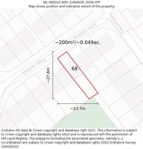 68, MIDDLE WAY, CHINNOR, OX39 4TP: Plot and title map