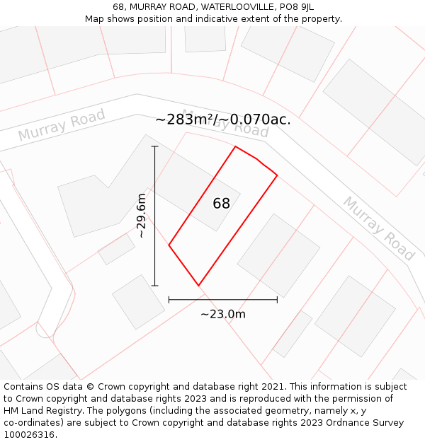 68, MURRAY ROAD, WATERLOOVILLE, PO8 9JL: Plot and title map