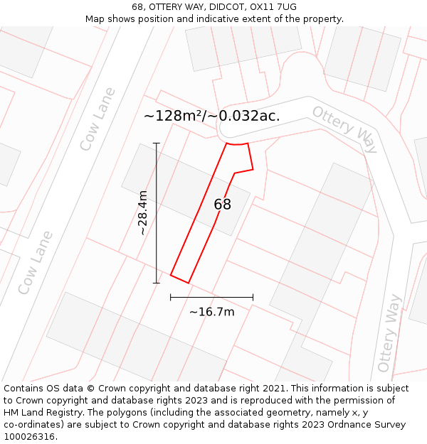68, OTTERY WAY, DIDCOT, OX11 7UG: Plot and title map