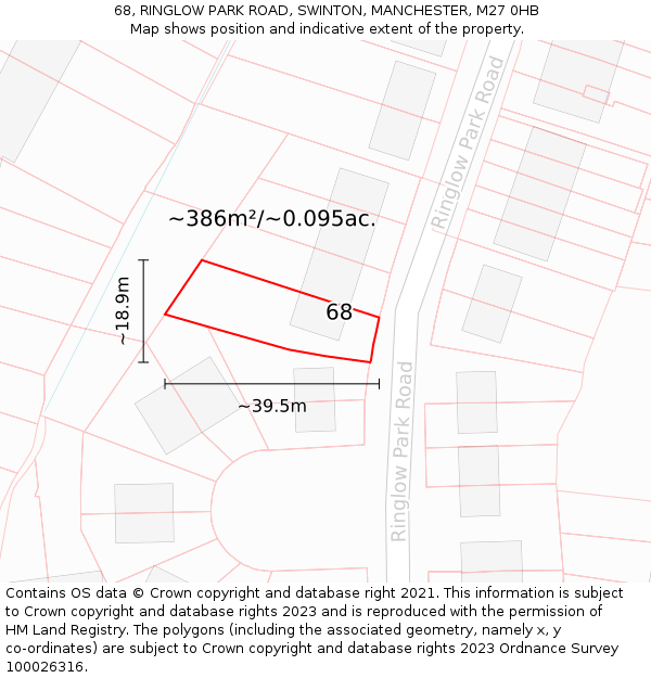 68, RINGLOW PARK ROAD, SWINTON, MANCHESTER, M27 0HB: Plot and title map
