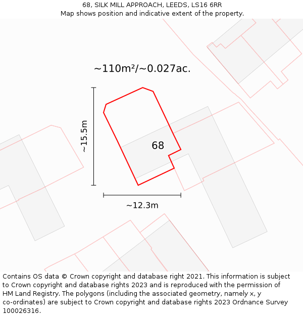 68, SILK MILL APPROACH, LEEDS, LS16 6RR: Plot and title map