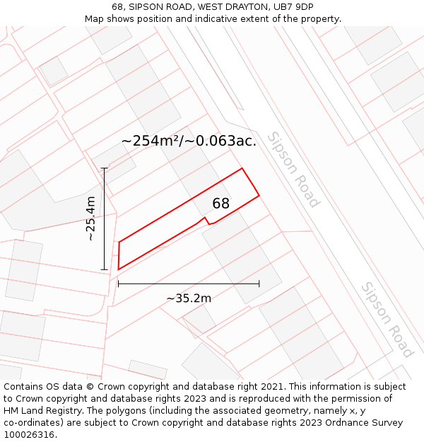 68, SIPSON ROAD, WEST DRAYTON, UB7 9DP: Plot and title map