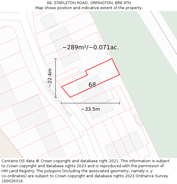 68, STAPLETON ROAD, ORPINGTON, BR6 9TN: Plot and title map