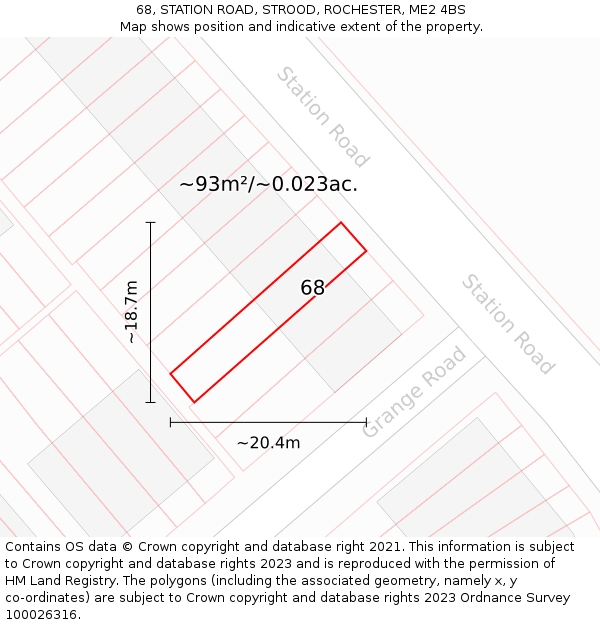 68, STATION ROAD, STROOD, ROCHESTER, ME2 4BS: Plot and title map