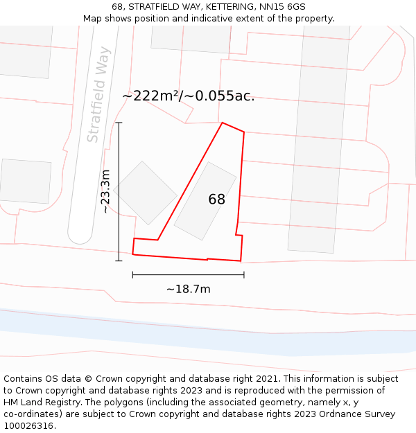 68, STRATFIELD WAY, KETTERING, NN15 6GS: Plot and title map