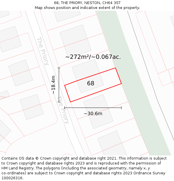 68, THE PRIORY, NESTON, CH64 3ST: Plot and title map
