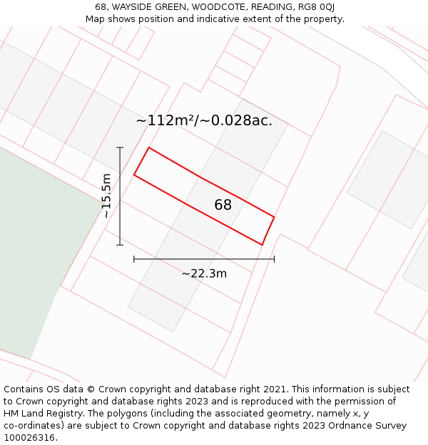 68, WAYSIDE GREEN, WOODCOTE, READING, RG8 0QJ: Plot and title map