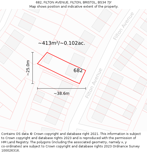 682, FILTON AVENUE, FILTON, BRISTOL, BS34 7JY: Plot and title map