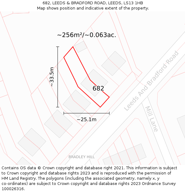 682, LEEDS & BRADFORD ROAD, LEEDS, LS13 1HB: Plot and title map