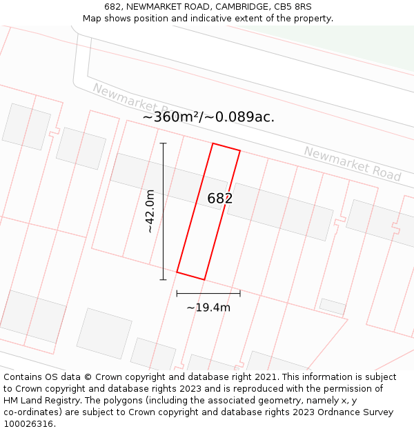682, NEWMARKET ROAD, CAMBRIDGE, CB5 8RS: Plot and title map