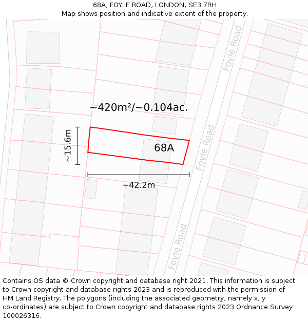 68A, FOYLE ROAD, LONDON, SE3 7RH: Plot and title map