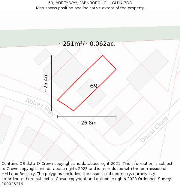 69, ABBEY WAY, FARNBOROUGH, GU14 7DD: Plot and title map