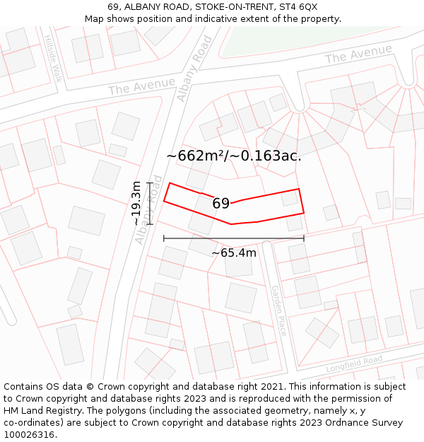 69, ALBANY ROAD, STOKE-ON-TRENT, ST4 6QX: Plot and title map