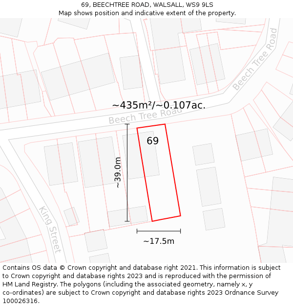 69, BEECHTREE ROAD, WALSALL, WS9 9LS: Plot and title map