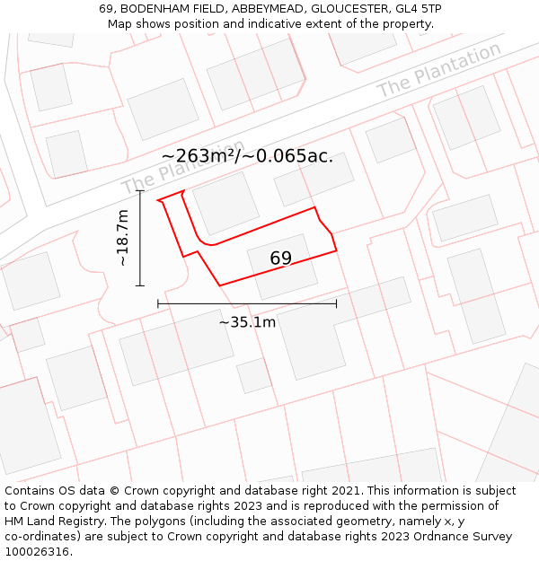 69, BODENHAM FIELD, ABBEYMEAD, GLOUCESTER, GL4 5TP: Plot and title map