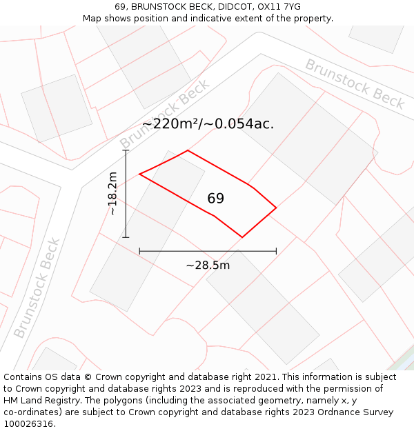69, BRUNSTOCK BECK, DIDCOT, OX11 7YG: Plot and title map