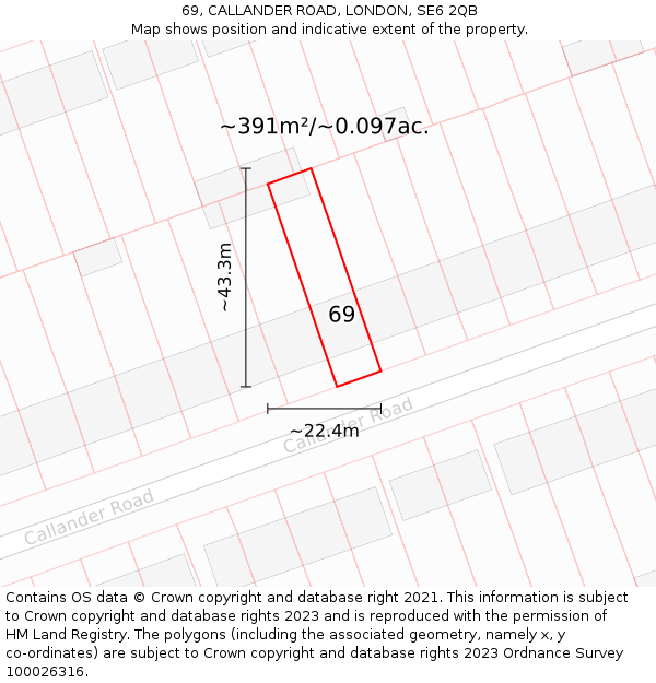69, CALLANDER ROAD, LONDON, SE6 2QB: Plot and title map