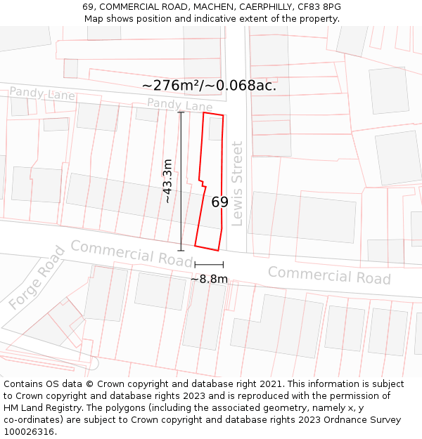 69, COMMERCIAL ROAD, MACHEN, CAERPHILLY, CF83 8PG: Plot and title map