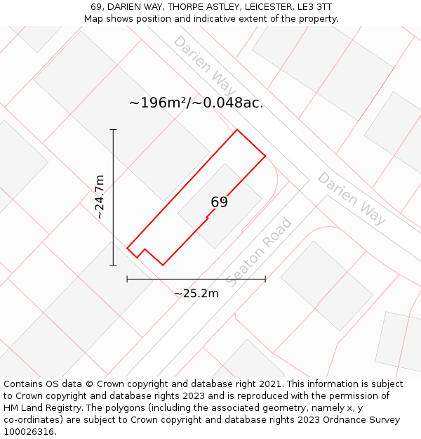 69, DARIEN WAY, THORPE ASTLEY, LEICESTER, LE3 3TT: Plot and title map
