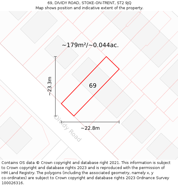 69, DIVIDY ROAD, STOKE-ON-TRENT, ST2 9JQ: Plot and title map