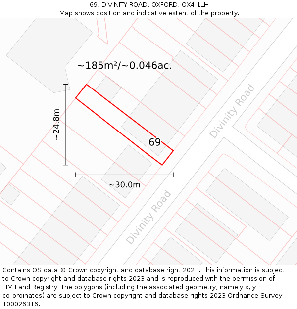 69, DIVINITY ROAD, OXFORD, OX4 1LH: Plot and title map