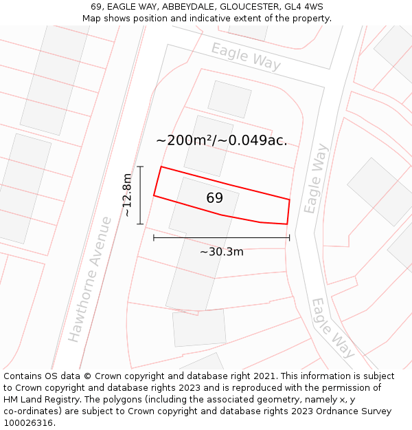 69, EAGLE WAY, ABBEYDALE, GLOUCESTER, GL4 4WS: Plot and title map