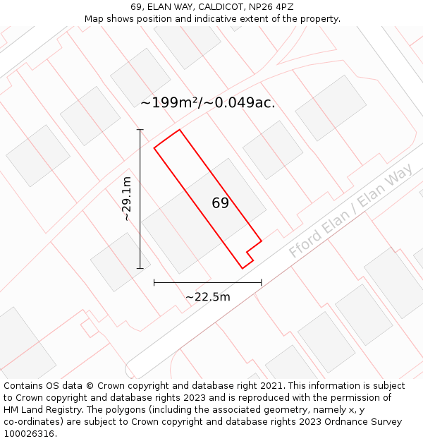 69, ELAN WAY, CALDICOT, NP26 4PZ: Plot and title map