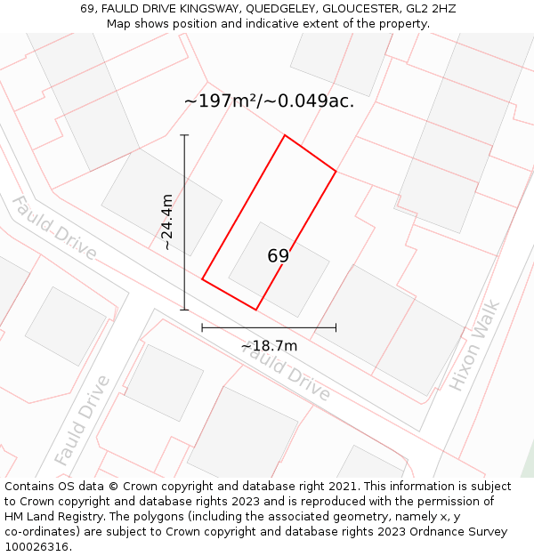 69, FAULD DRIVE KINGSWAY, QUEDGELEY, GLOUCESTER, GL2 2HZ: Plot and title map