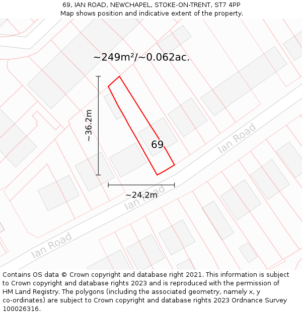 69, IAN ROAD, NEWCHAPEL, STOKE-ON-TRENT, ST7 4PP: Plot and title map