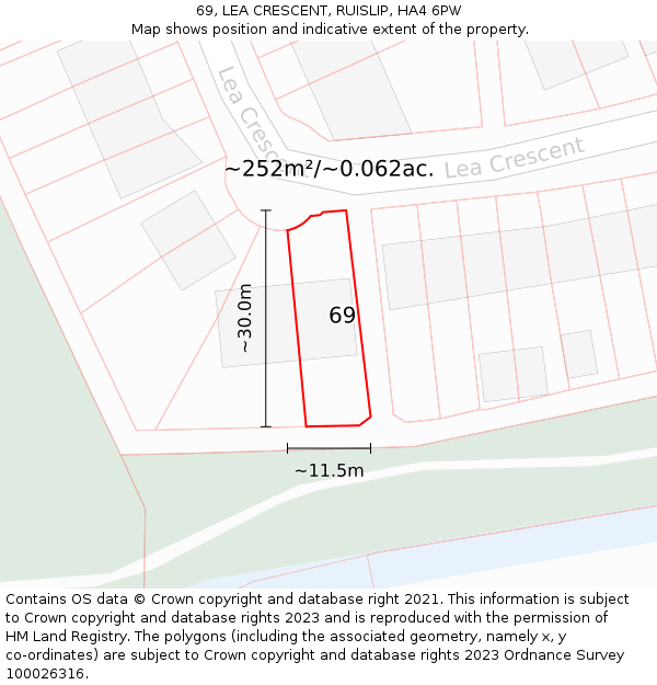 69, LEA CRESCENT, RUISLIP, HA4 6PW: Plot and title map