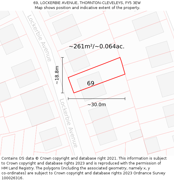 69, LOCKERBIE AVENUE, THORNTON-CLEVELEYS, FY5 3EW: Plot and title map