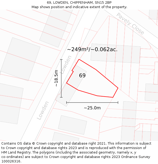 69, LOWDEN, CHIPPENHAM, SN15 2BP: Plot and title map
