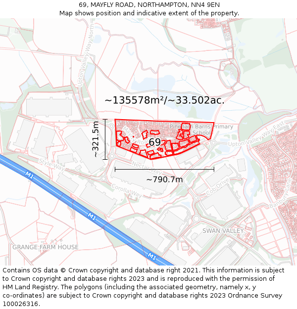 69, MAYFLY ROAD, NORTHAMPTON, NN4 9EN: Plot and title map